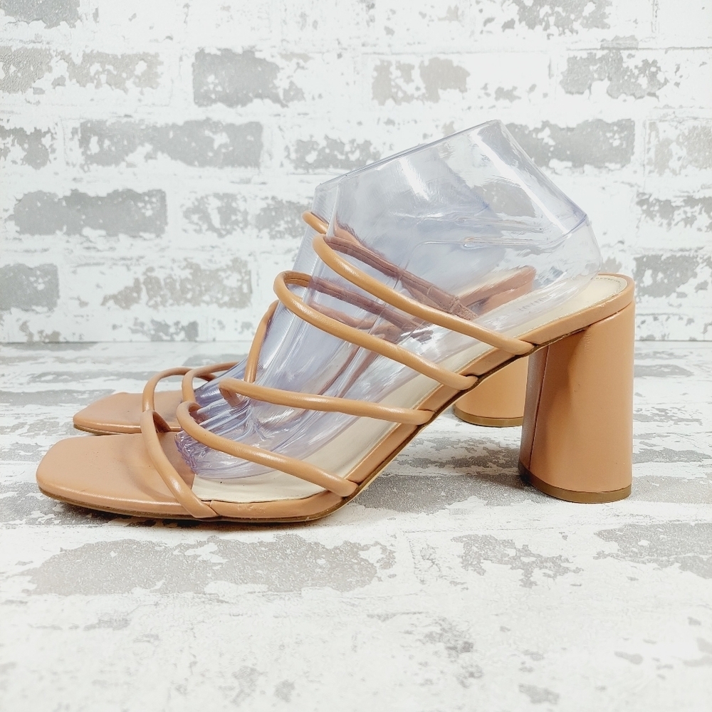 New Nine West Getcha 3 Heeled Brown Leather Block Heel Summer Sandals E901